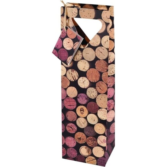 4 Wine Gift Bags Cakewalk Bottle Corks Pattern Fits Single Bottle - Picture 4 of 4